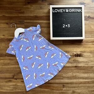 Lovey & Grink Purple Rainbows Clouds Stars Short Sleeve Knit Lounge Gown 2/3